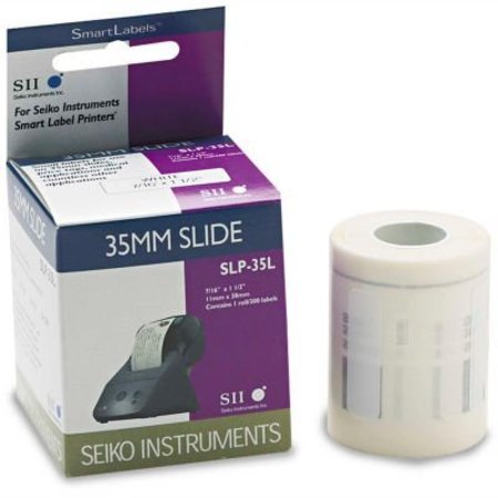 SEIKO INSTRUMENTS Seiko Self-Adhesive 35mm Slide Labels, 7/16 x 1-1/2, White, 300/Box SLP35L
